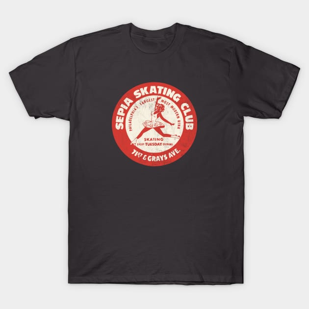 Sepia Skating Club -Philadelphia T-Shirt by boscotjones